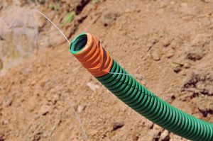 Gaine de protection de câble télécom souterraine verte
